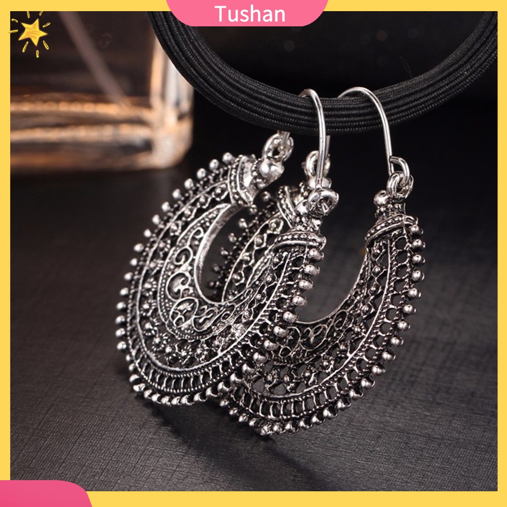 Hoa Tai Kim Loại Dáng Chữ U Phong Cách Retro