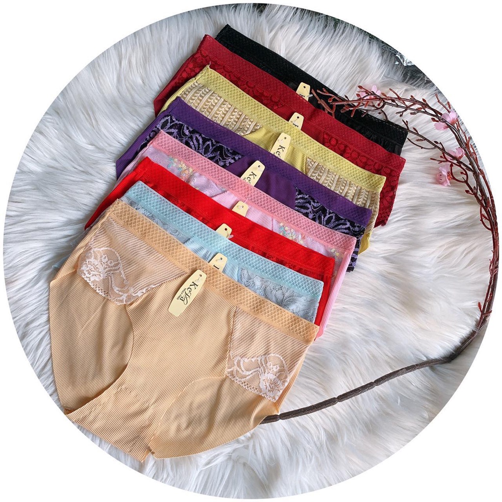 combo 05cquần lót nữ su tăm không viền phối ren thoáng mát kháng khuẩn