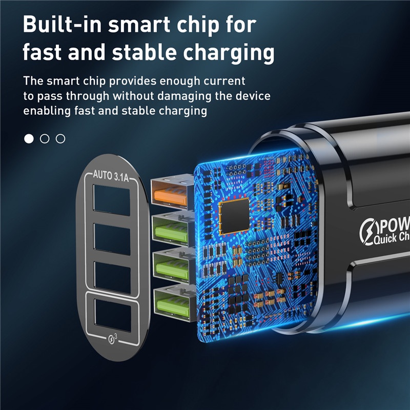 Cục sạc nhanh 48W 4 cổng USB 3.0 cho Samsung Xiaomi