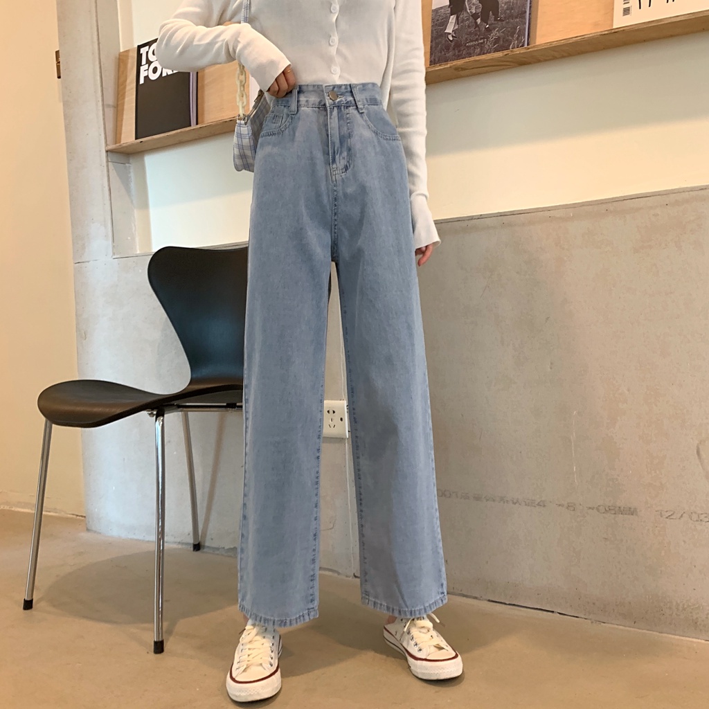 SUXI Quần jean lưng cao phong cách thời trang Hàn dành cho phái đẹp
