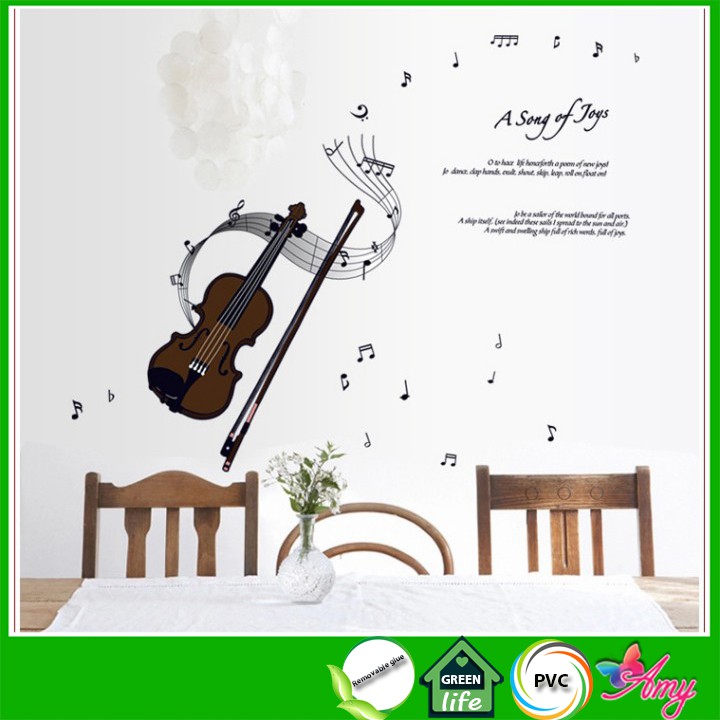[FREESHIP 50K] Decal dán tường Âm nhạc 7 - Guitar - decal có sẵn keo bóc dán ngay