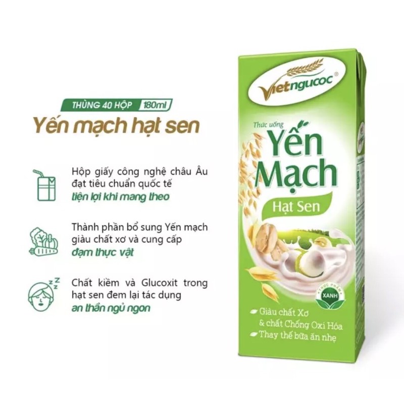 Thức uông Yến mạch hạt sen 180ml (1 vỉ/ 4 hộp 180ml)