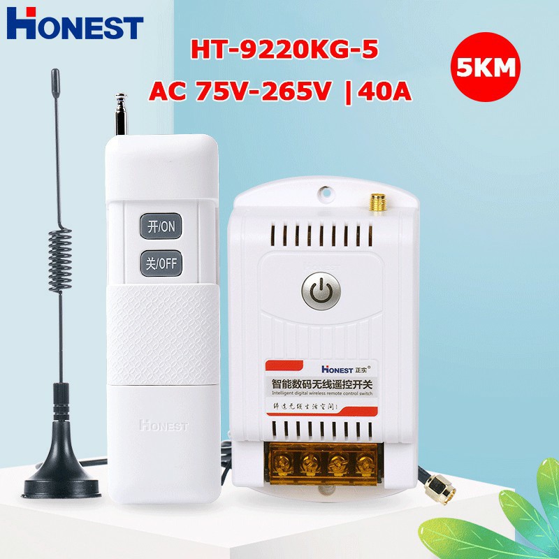HONEST HT 9220KG-5 bộ điều khiển từ xa 5km công suất lớn dùng cho các thiêt bị điện máy bơm khoảng cách 5km dễ lắp đặt