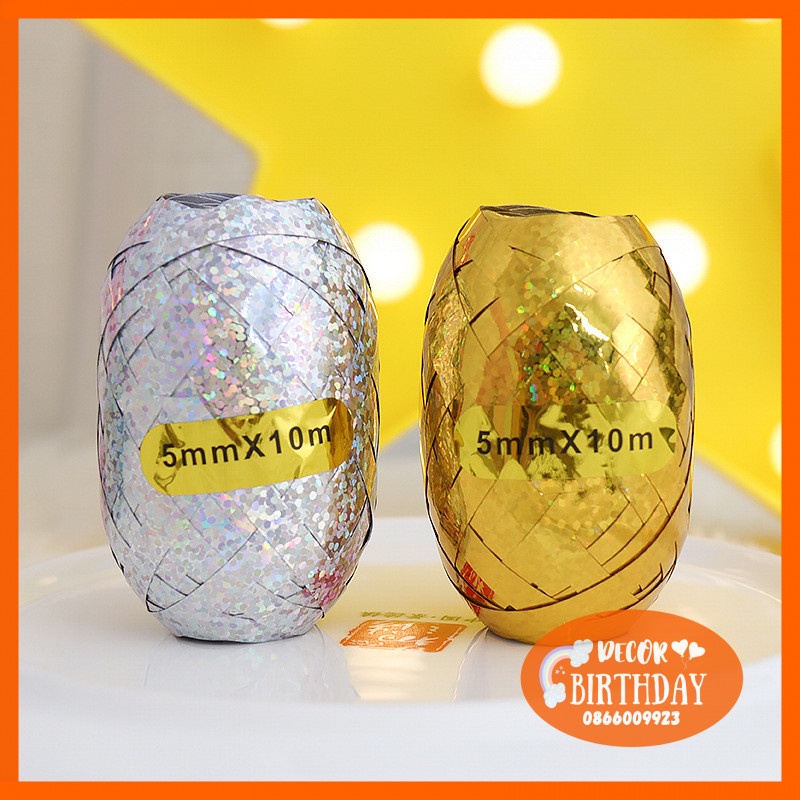 Cuộn Ruy Băng Buộc Bóng FREESHIP Trang Trí Sinh Nhật Cho Bé, Nhiều Màu Đẹp Dài 10m