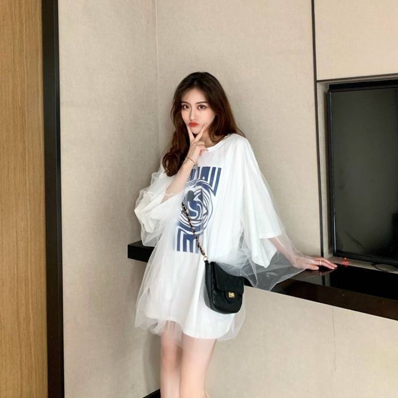 Đầm thun tay lỡ dáng rộng cỡ lớn thiết kế trẻ trung cho nữ