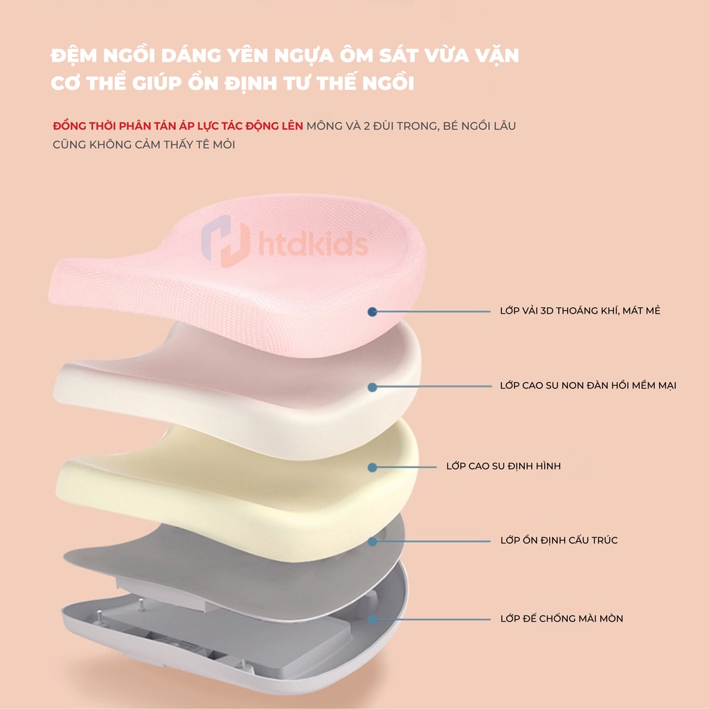 Ghế ngồi học chống gù lưng bảo vệ cột sống cho bé HTDkids