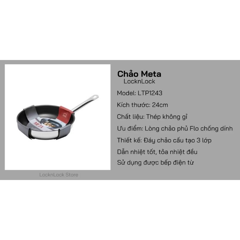 Chảo chống dính lòng sâu đáy từ  Meta lock&lock công nghệ Đức