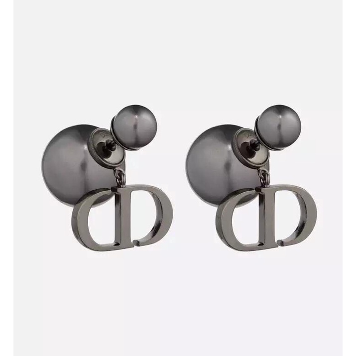 Dior Bông tai ngọc trai đen CD Hoa tai thời trang nữ khuyên tai