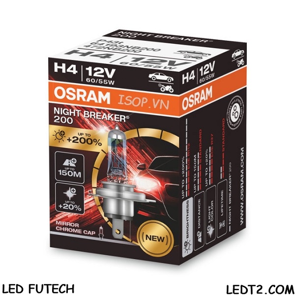 [LEDT2 ISOP] Đèn pha Halogen Osram Night Breaker +200%