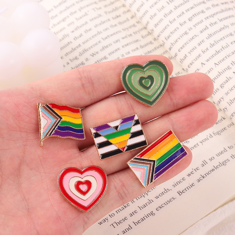 Ghim Cài Áo Hình Lá Cờ Cầu Vồng/Đỏ/Xanh Lá/Đỏ Bằng Kim Loại Tráng Men Thích Hợp Làm Quà Tặng Cho Bạn Bè