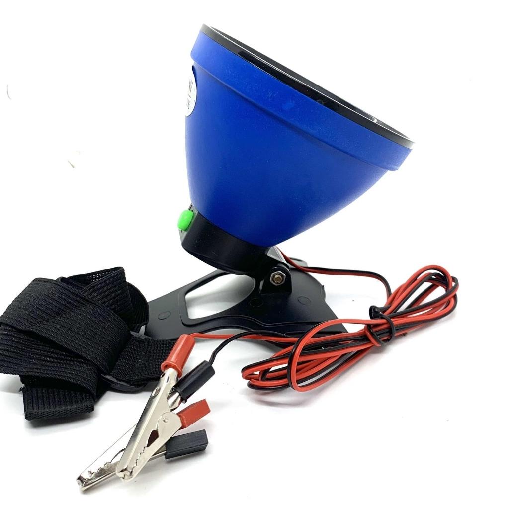 Đèn pin đội đầu siêu sáng, đèn đeo đầu 1201  kẹp bình ác quy 12V  sáng tỏa rộng chóa 10cm