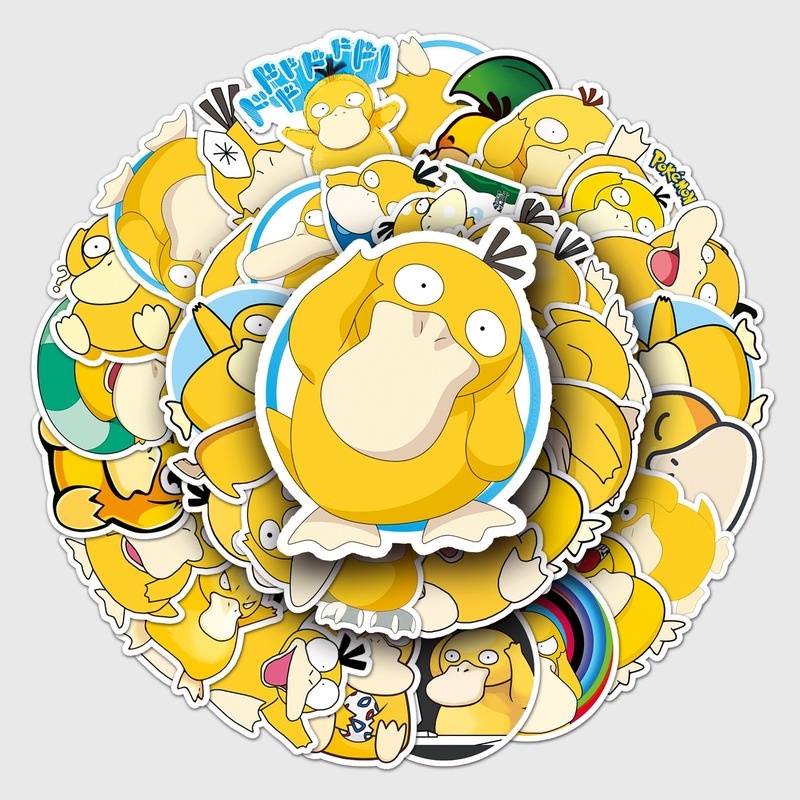 Z & M❀ Hình Dán Psyduck ❀ Bộ 50 Sticker Chống Thấm Nước Hình Pokemon Dùng Trang Trí