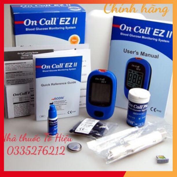 Máy đo đường huyết On Call Ez II Chính hãng - Tặng hộp que 25 que và 50 kim chích máu.