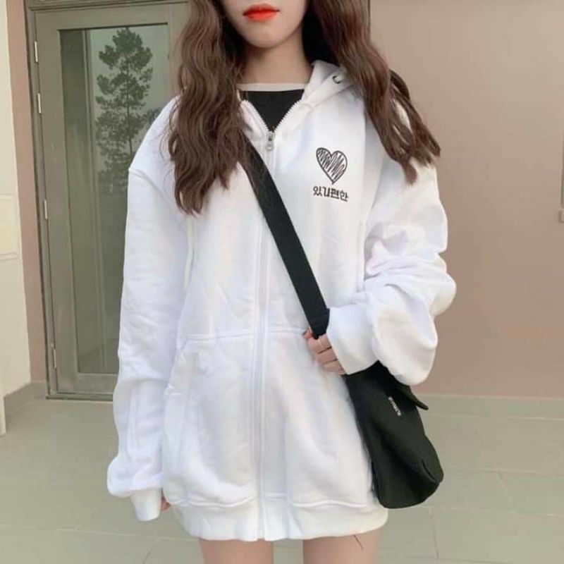 Áo Khoác Hoodie Nỉ Dây Kéo Form Rộng Ulzzang