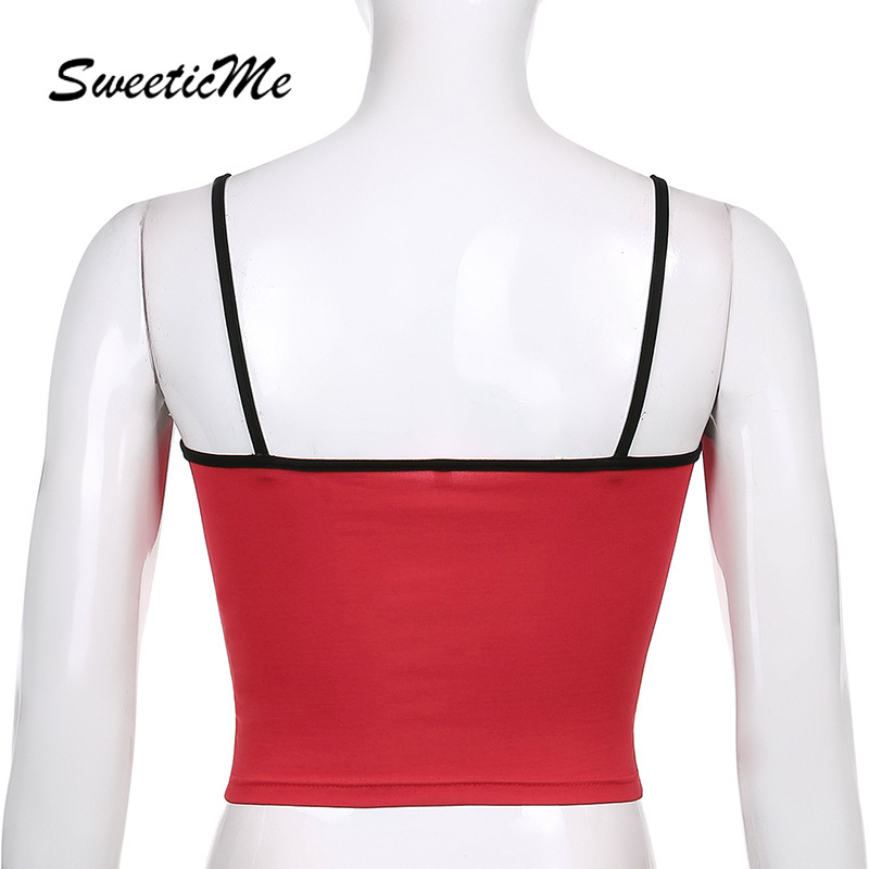 SweeticMe Women's 2021 New Rose Print Contras Bow Sexy Slim Vest | BigBuy360 - bigbuy360.vn