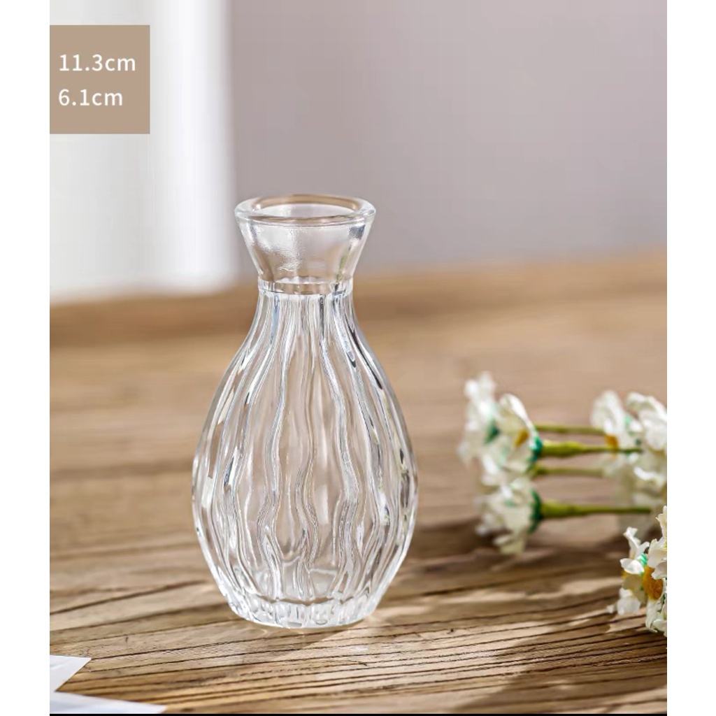 Bình Cắm Hoa Thủy Tinh Lượn Sóng Mini Trong Suốt - Lọ Hoa Mini Cắm Hoa Đẹp
