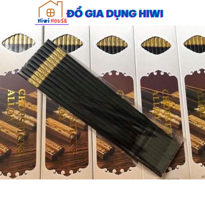 Bộ 10 Đôi Đũa Mạ Vàng, Đũa Hợp Kim Chống Mốc Hàn Quốc