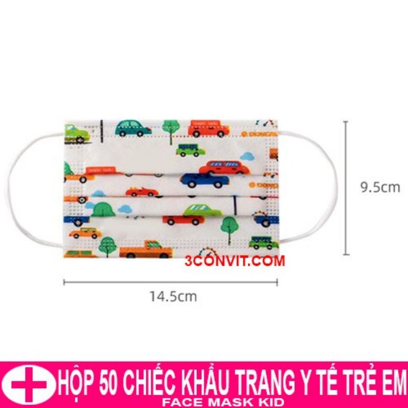 Hộp 50 chiếc khẩu trang y tế 4 lớp trẻ em