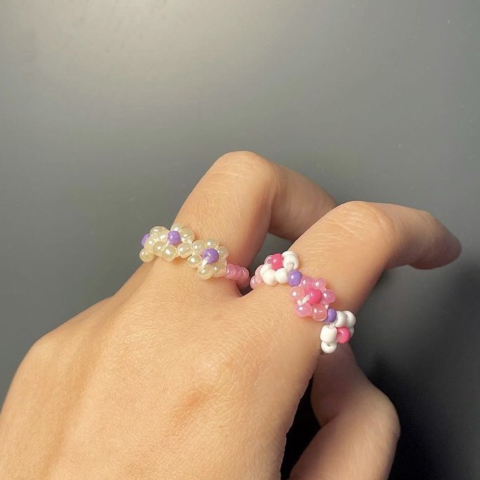 Nhẫn Hoa Pastel Màu Phấn Babi Đáng Yêu Nữ Tính