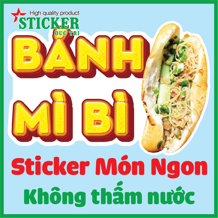 STICKER DECAL DÁN HÌNH  BÁNH MÌ  BÁNH MÌ CHẢ CÁ,  BÁNH MÌ THỊT PATÊ, BÁNH MÌ ỐP LA... DÁN TỦ KÍNH, TƯỜNG.