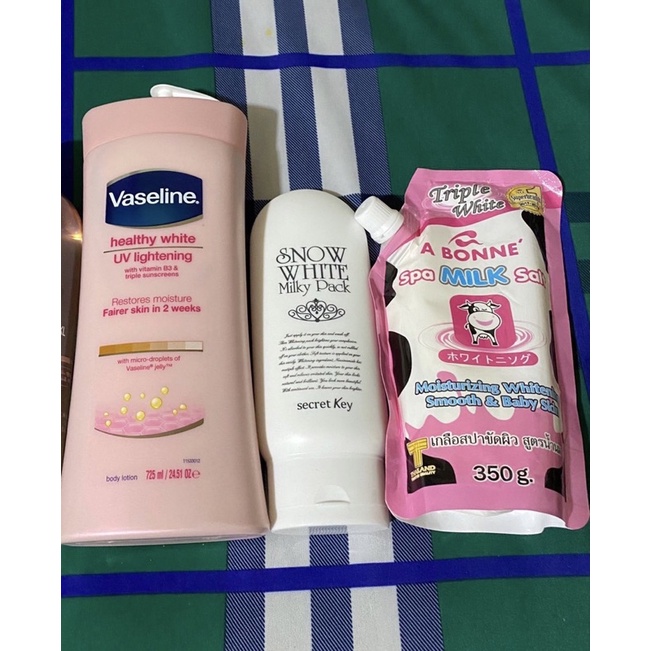 [FREE SHIP] COMBO Dưỡng Thể Vaseline + Kem Ủ Snow + Muối Tắm Bò