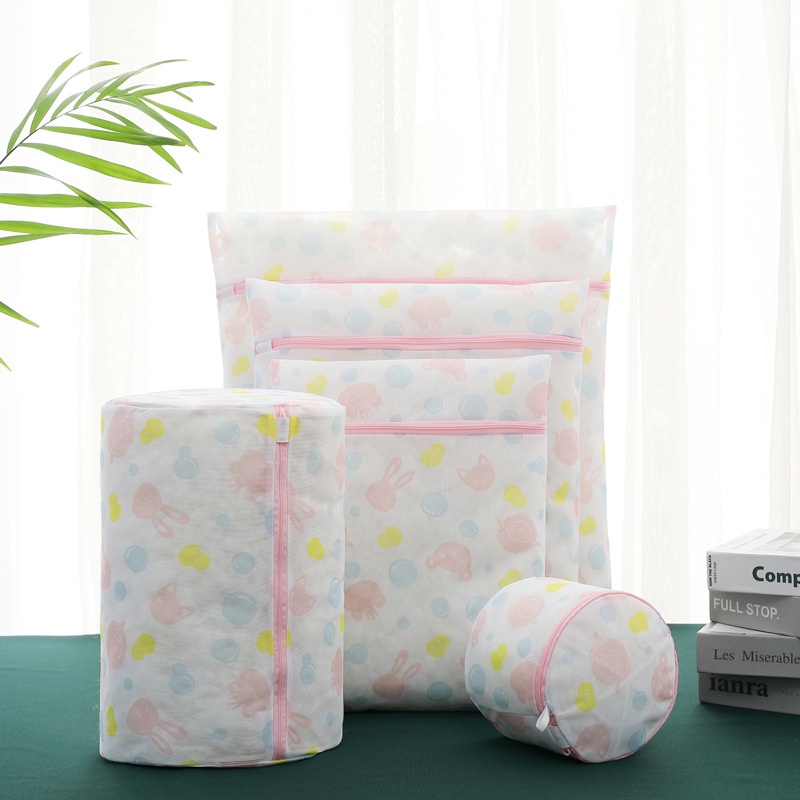 Túi Lưới Giặt Đồ Lót, Quần Áo Cao Cấp (Túi Giặt Phẳng &amp; Trụ Tròn), Túi Giặt Bảo Vệ Quần Áo Có Hoa Văn - Nhiều Kích Cỡ