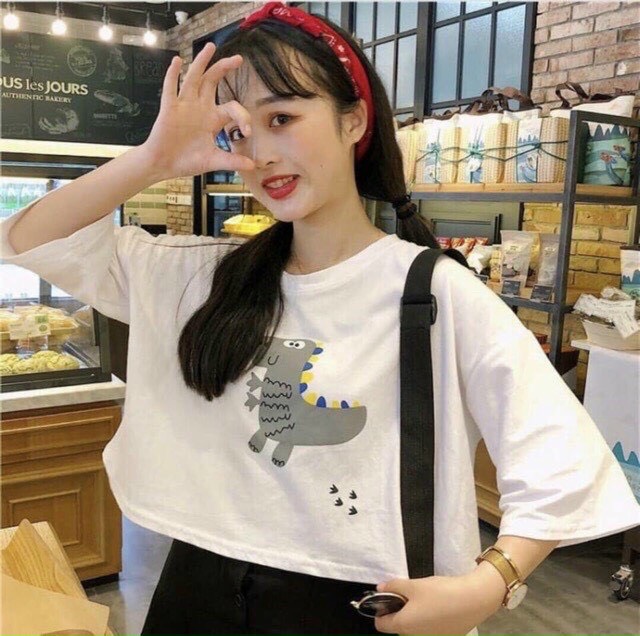 Áo Croptop nữ form rộng kiểu Hàn Quốc KLONG SỌC Freesize dưới 55kg Molly Fashion