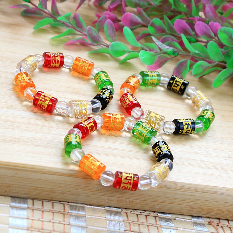 Chuỗi Vòng Tay Om Mani Padme Hum Khắc Chữ Vạn chất thủy tinh trong