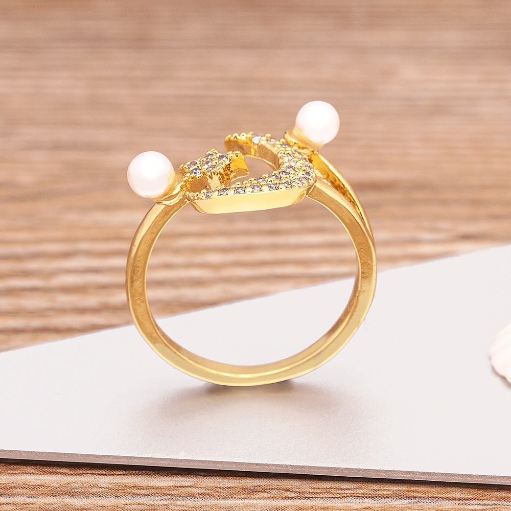 Nhẫn Hở Hình Ngôi Sao / Mặt Trăng Đính Đá Zircon Thời Trang Mới