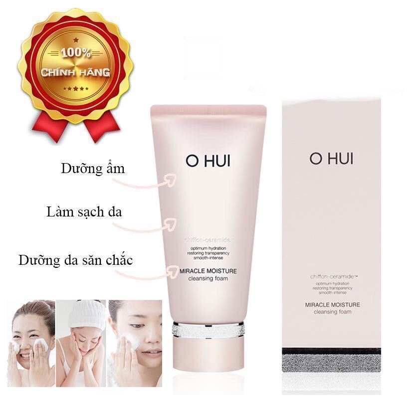 Sữa rửa mặt dưỡng ẩm sáng hồng da Ohui Miracle Moisture Cleansing Foam 80ml/ mỹ phẩm công ty chính hãng/ quà tặng