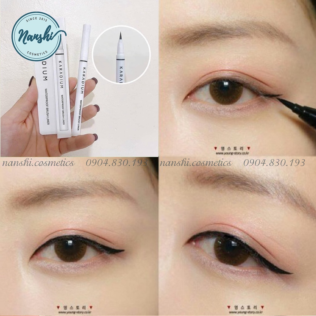 Bút Kẻ Mắt Nước Karadium Waterproof Brush Liner Black 0.55g