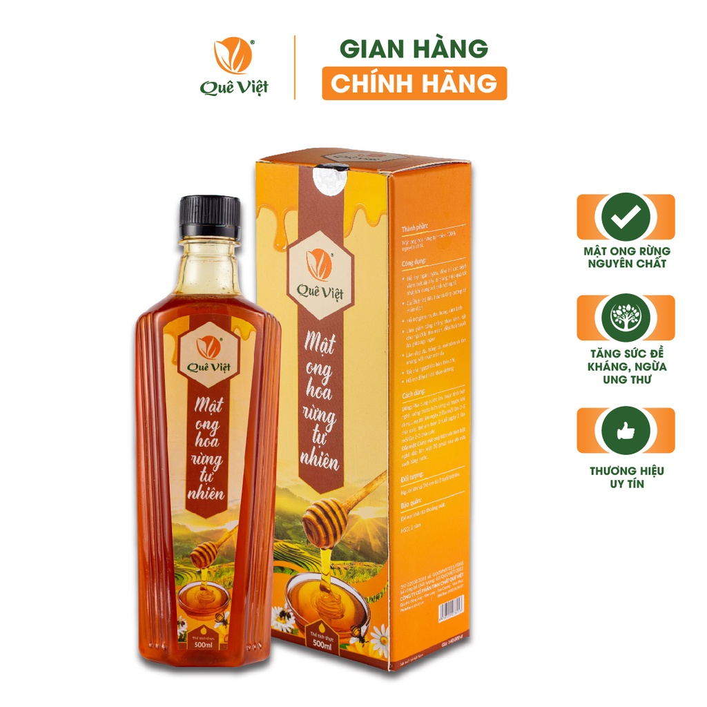 Mật ong nguyên chất hoa rừng tự nhiên Quê Việt 500ml