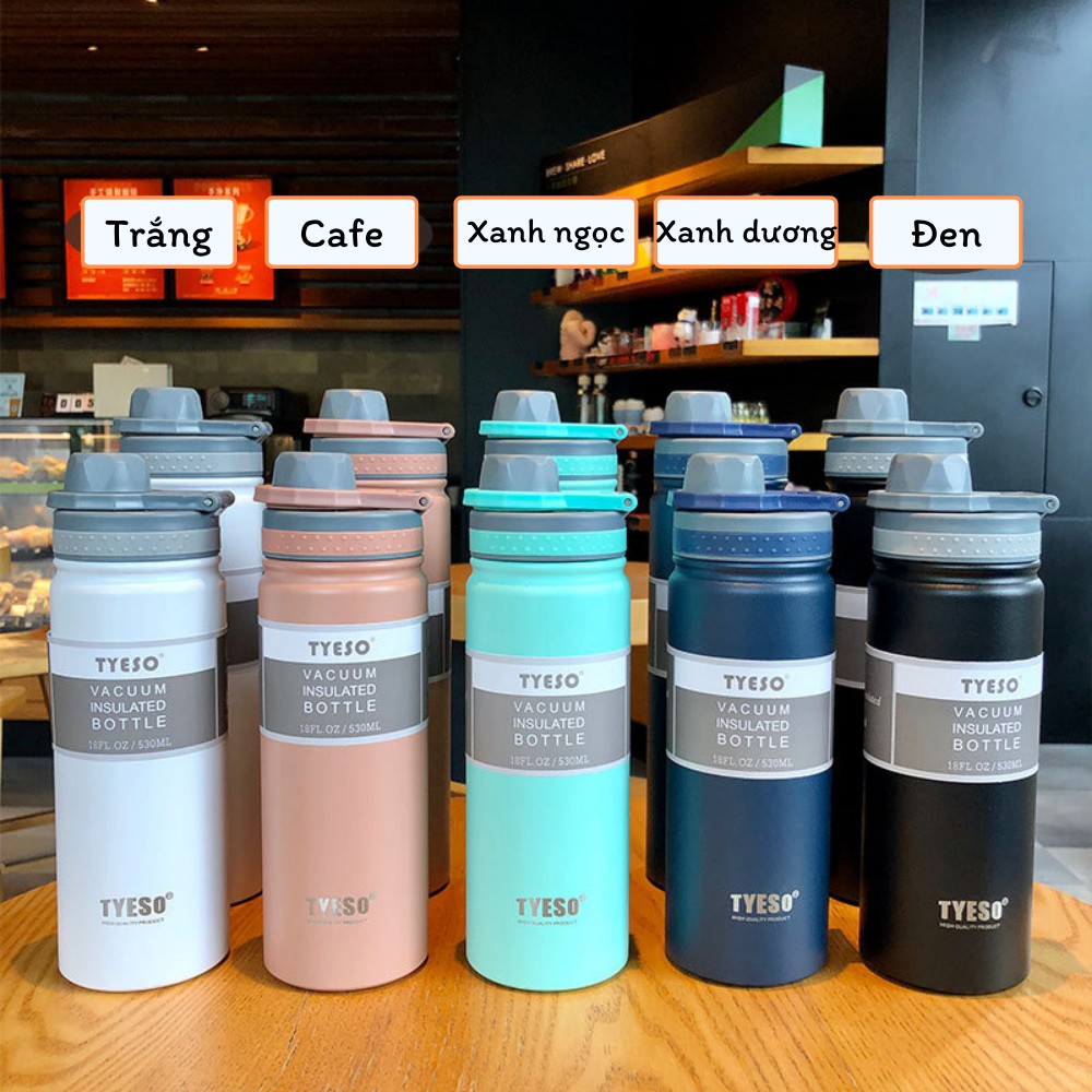 Bình giữ nhiệt TYESO 750ml có quai xách, inox 304 cao cấp, giữ nhiệt nóng - lạnh 8H