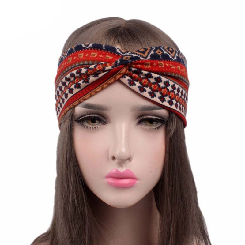 Băng Đô Co Dãn Họa Tiết Thổ Cẩm Xinh Xắn Cho Nữ