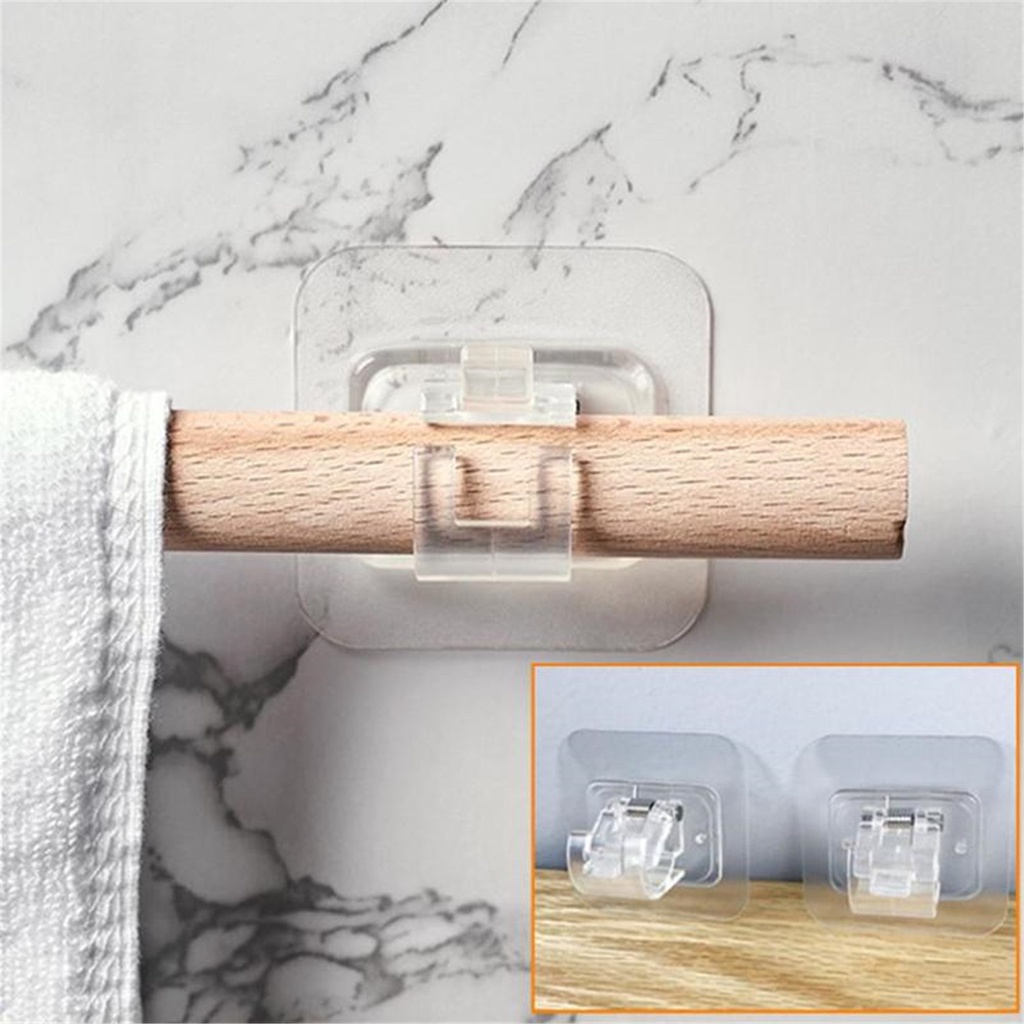 Set 2 giá đỡ thanh treo rèm cửa tự dính tiện dụng cho nhà bếp/ phòng tắm