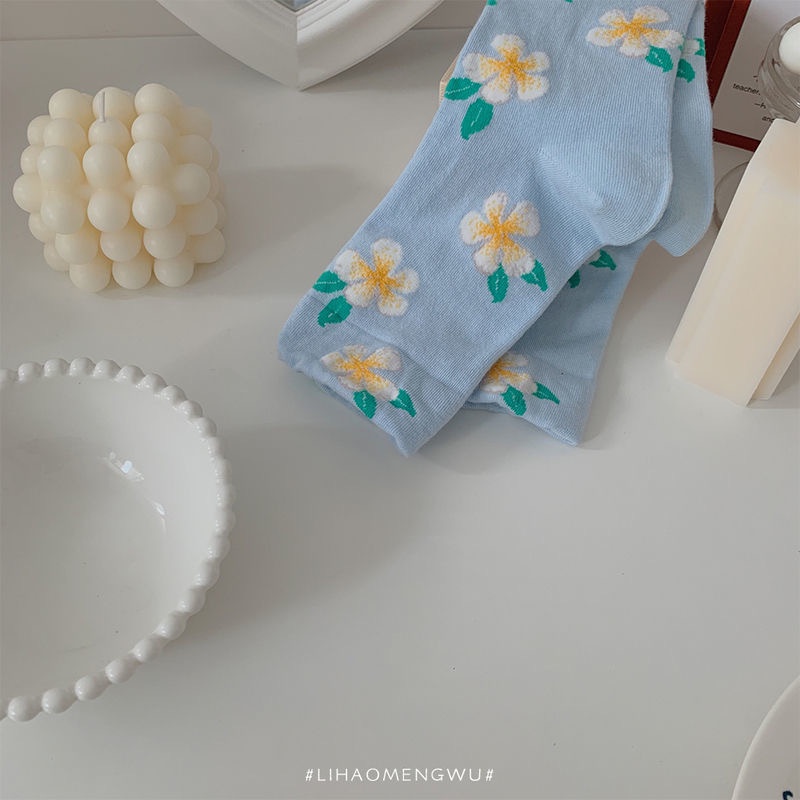 Vớ Ống Trung Họa Tiết Hoa Phong Cách Retro Nhật Bản Ngọt Ngào Cho Nữ