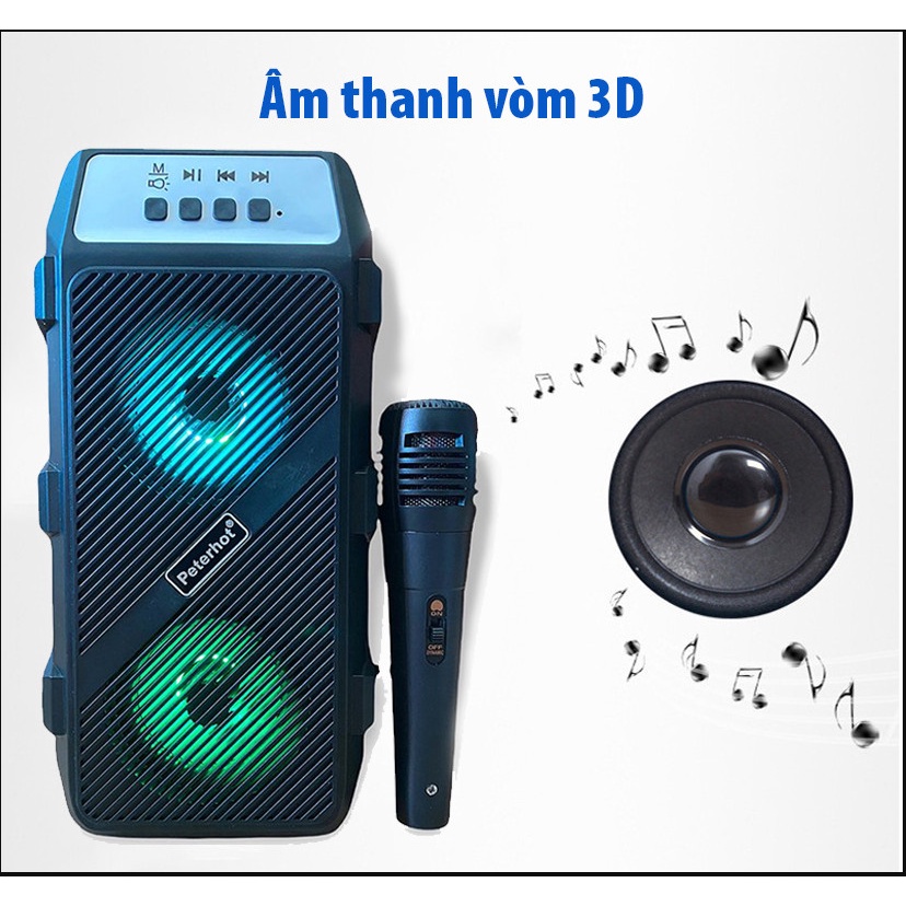 [TẶNG 1 MIC] LOA BLUETOOTH PTH 2311 ÂM THANH HAY - ĐÈN LED NHẤP NHÁY THEO NHẠC