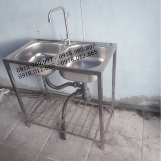 Chậu rửa chén bát 2 hộc - Chậu rửa có chân