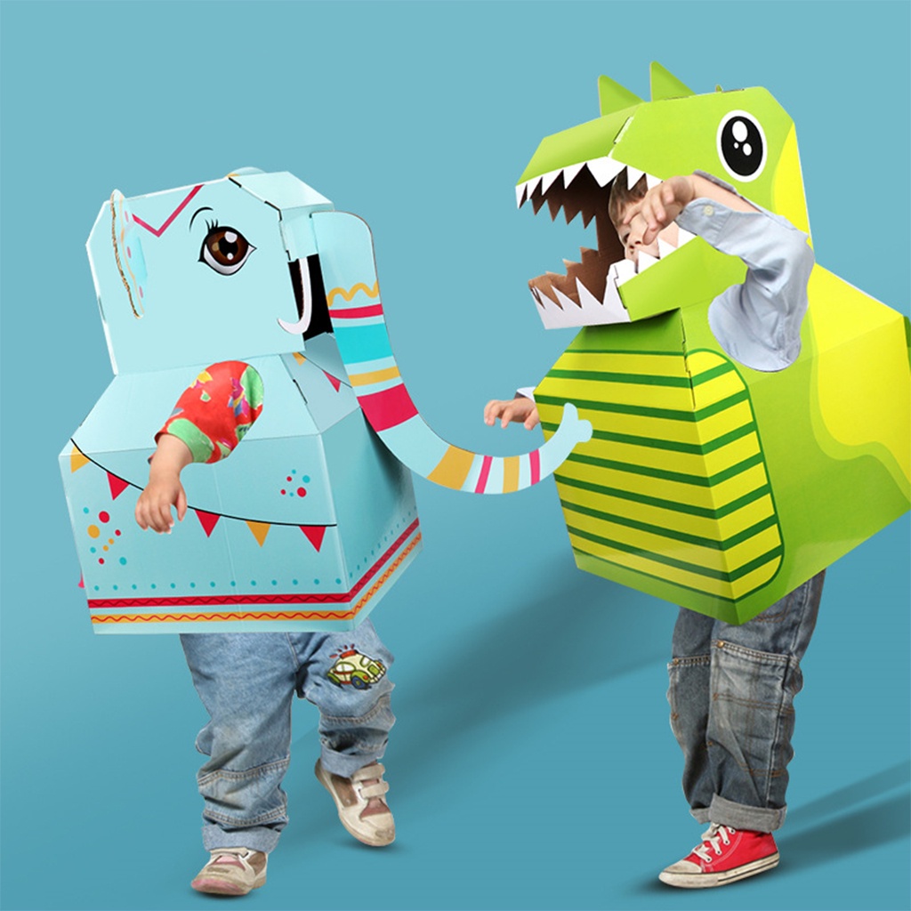 Bộ Đồ Chơi Cosplay, Hóa Trang Khủng Long, Máy Bay, Xe Cứu Hỏa, Cảnh Sát, Cần Cẩu Bằng Carton Cho Bé