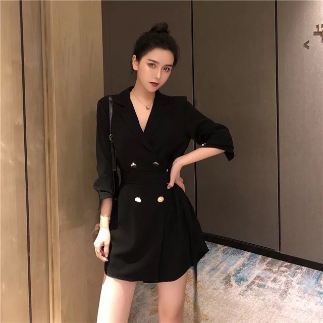 {Order5-7 ngày} Váy sơ mi sang chảnh cổ vest đính khuy cách điệu(mẫu hót) Quảng Châu | BigBuy360 - bigbuy360.vn