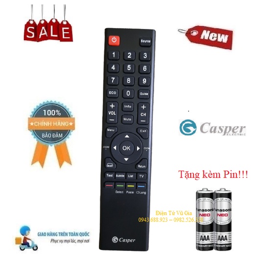 Remote Điều khiển TV Casper- Hàng chính hãng Casper mới 100% Tặng kèm Pin