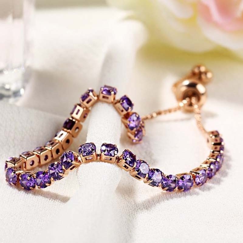 1 Vòng Tay Đính Đá Zircon Nhiều Màu Sắc Có Thể Điều Chỉnh Thời Trang Cho Nữ