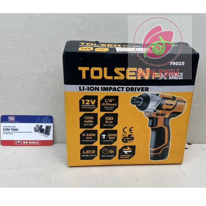 Máy bắt vặn vít Tolsen 79025 đi kèm pin và adapter