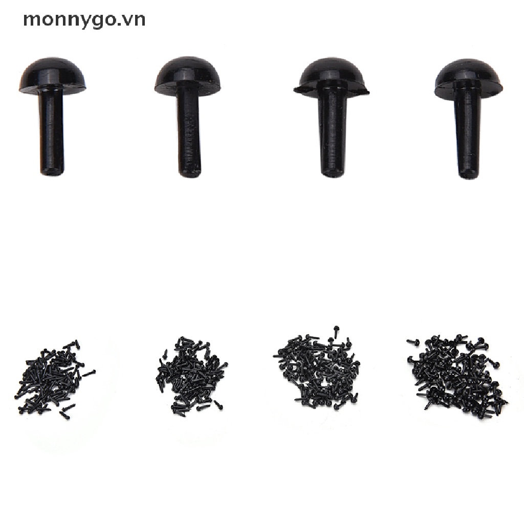 Set 100 Mắt Nhựa Màu Đen 4 Kích Cỡ Cho Búp Bê Thú Nhồi Bông DIY