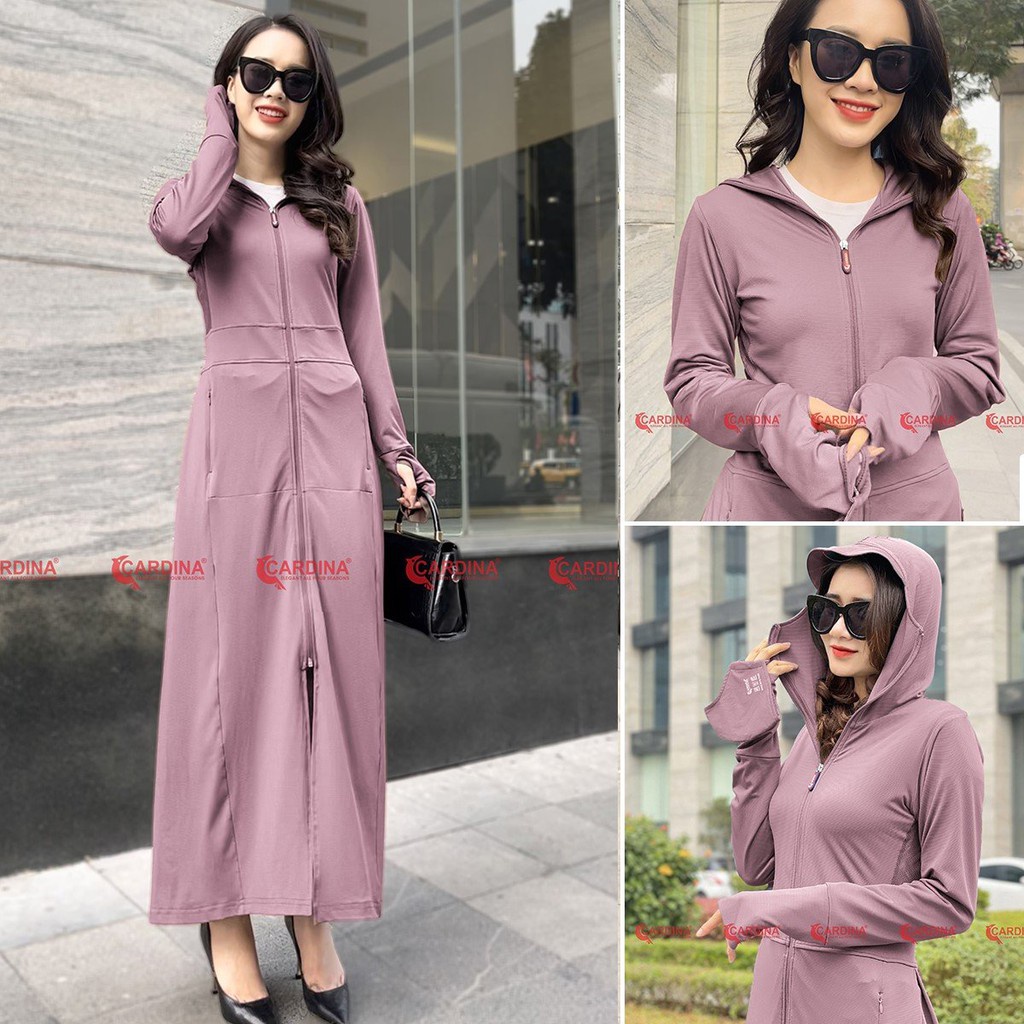 Áo Chống Nắng Nữ 𝐂𝐀𝐑𝐃𝐈𝐍𝐀 2 Lớp Dáng Dài Liền Thân, Chất Thun Lạnh Cao Cấp | BigBuy360 - bigbuy360.vn