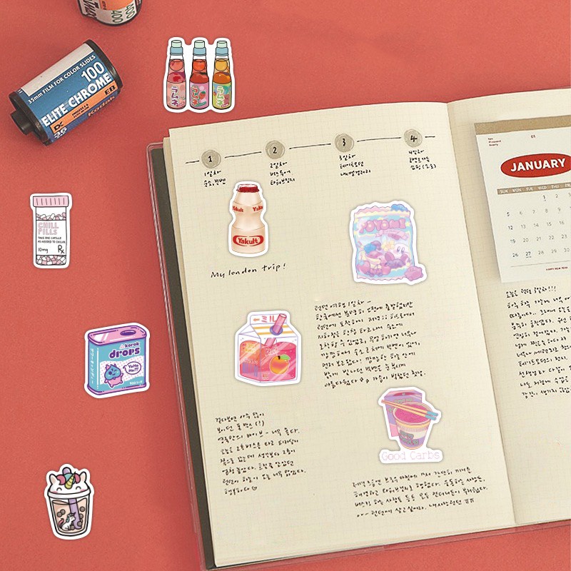 Sticker Đồ Uống Đồ Ăn Màu Galaxy Pastel Có Hương Vị Dễ Thương