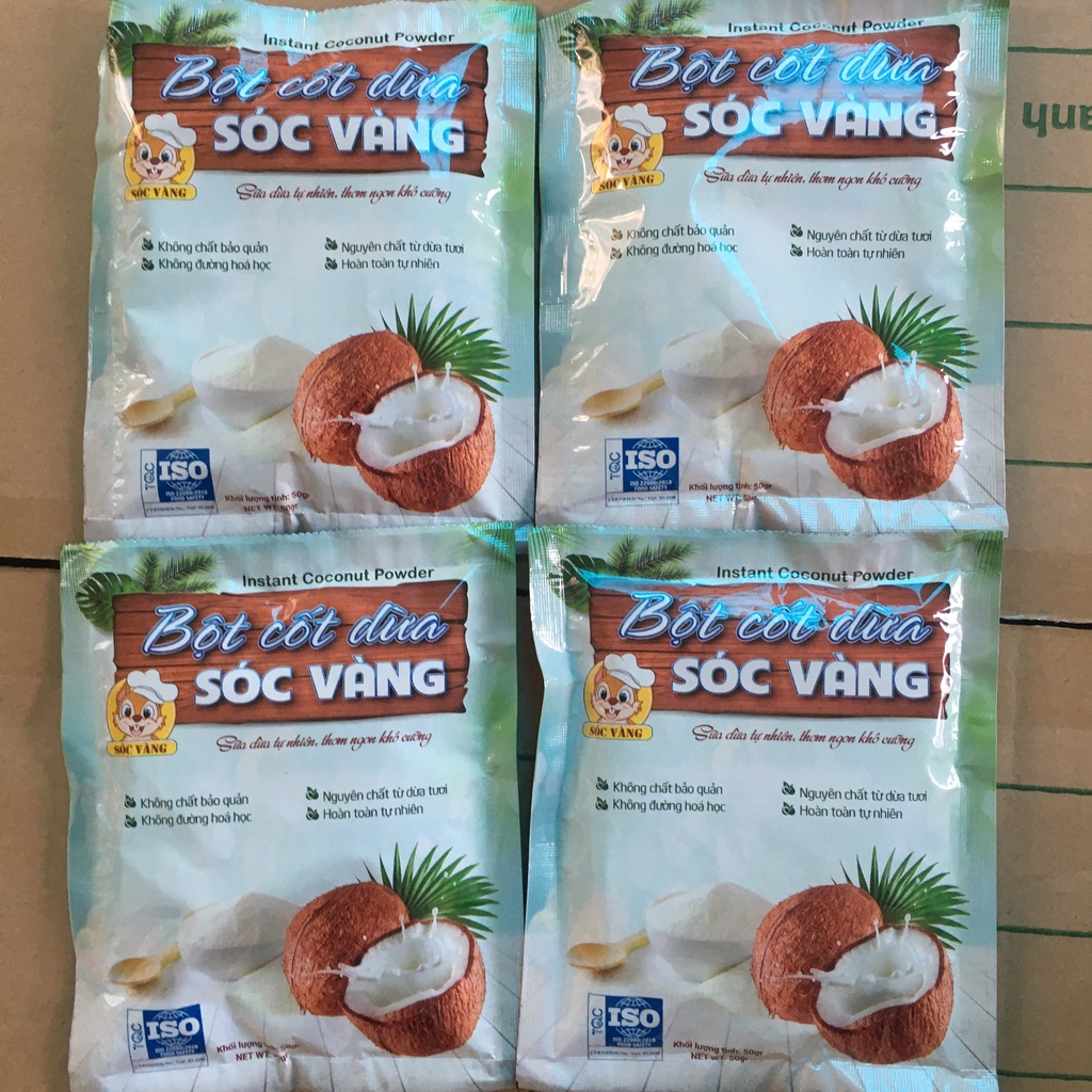 1 Gói BỘT CỐT DỪA SÓC VÀNG 50gr - Hiệu Nafotech chính hãng chuyên dùng nấu chè, làm bánh và pha chế đồ uống