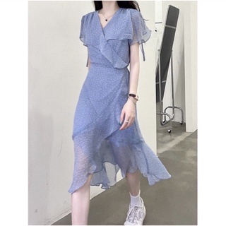 Đầm xanh chấm bi hàn quốc 2021