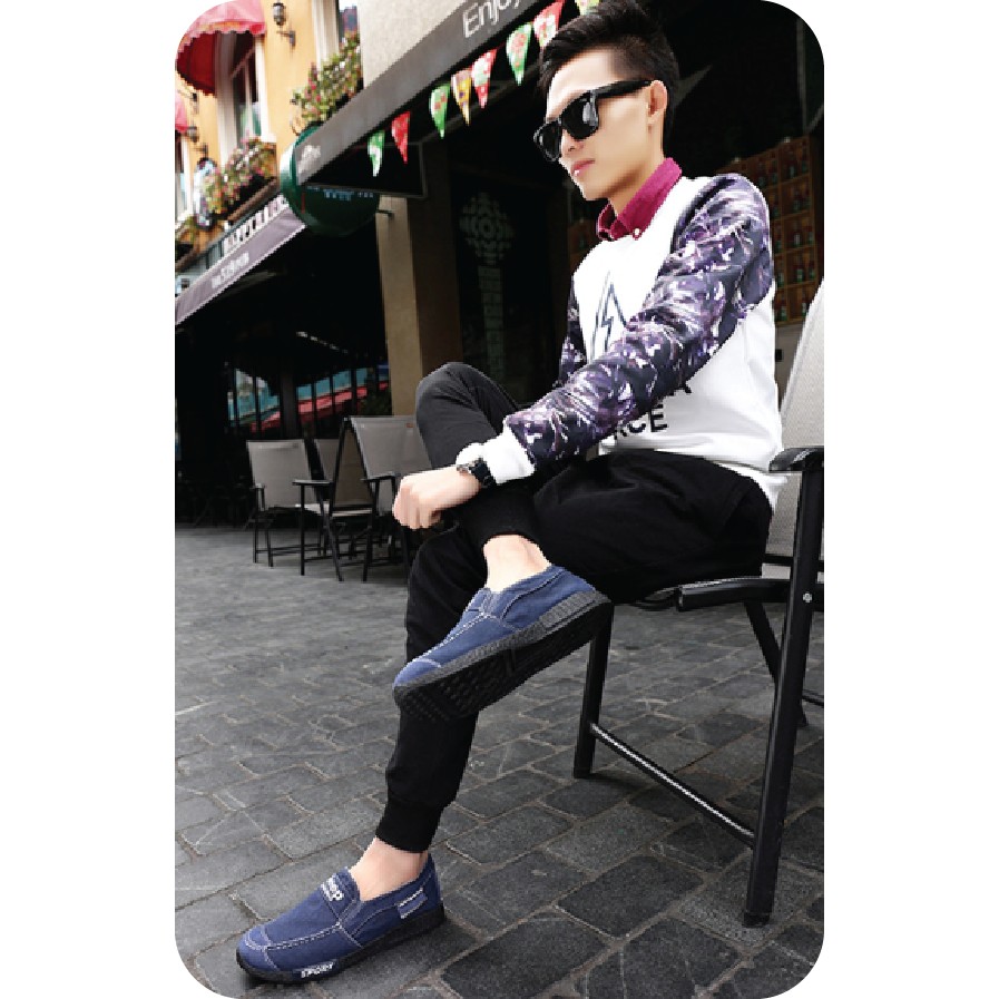 Giày Vải Màu Giả Bò Xanh Than [Folow Shop] | BigBuy360 - bigbuy360.vn