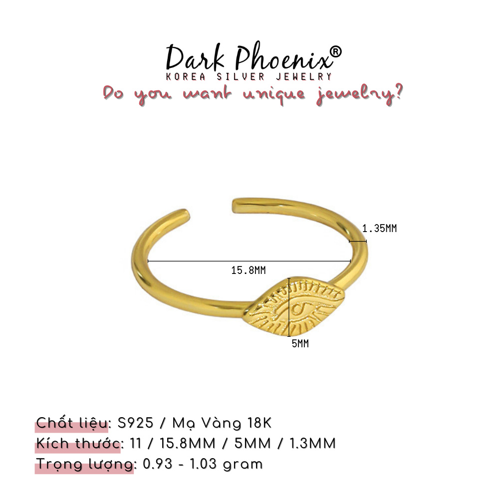 Nhẫn bạc DARK PHOENIX mạ Vàng 18K phong cách Ulzzang Korea cổ điển - NB10